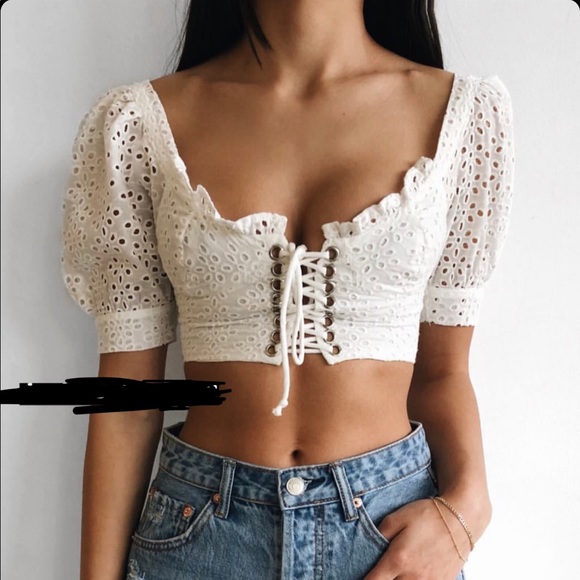 Lulus Tops - Eyelet Crop Top